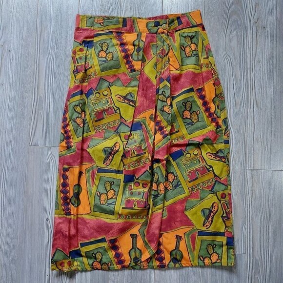 𝅺vintage MEXICAN CACTUS SOMBRERO FIESTA WRAP - Picture 9 of 13